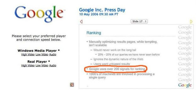 Google annonce 200 facteurs de classement